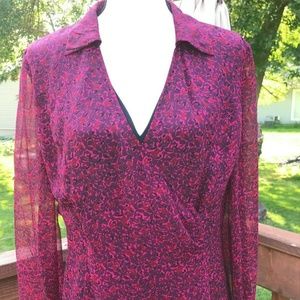 ALFANI Women's Blouse Long sleeve V-neck Size 10.